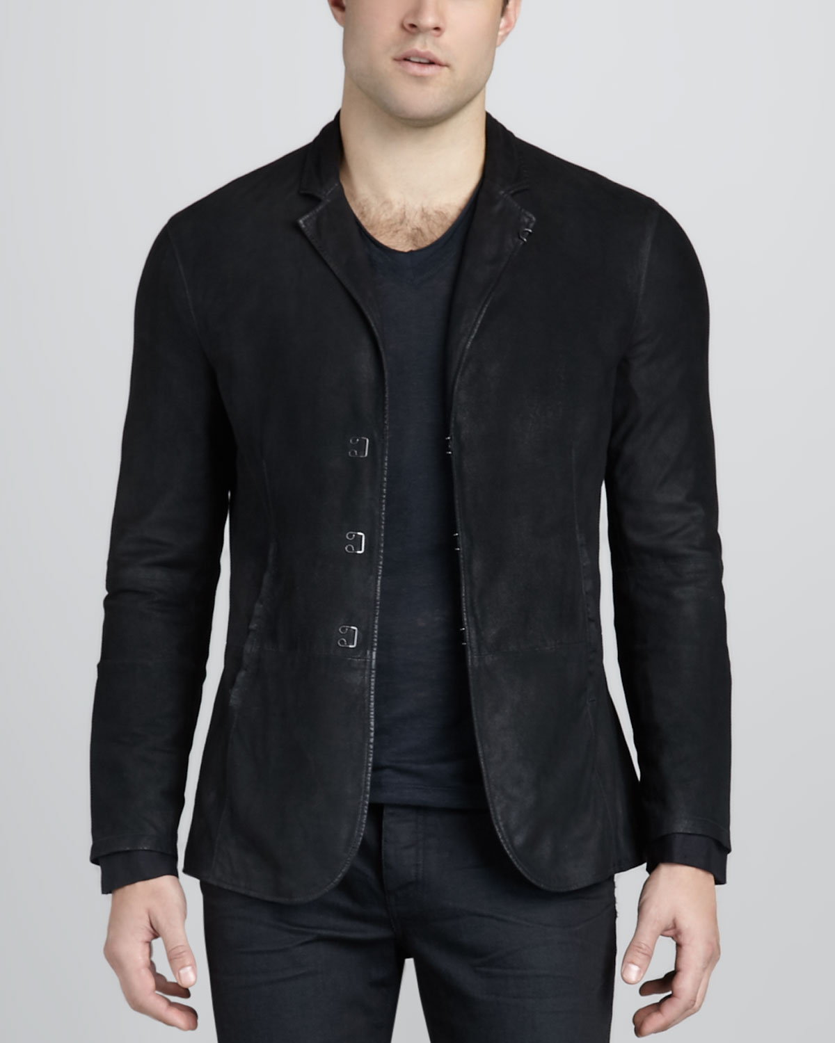 John Varvatos Suede Hookandbar Jacket in Black for Men | Lyst