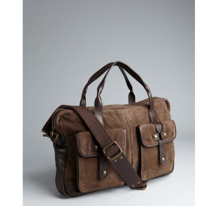 Lyst John Varvatos Brown Washed Suede And Leather Work Bag In Gallery