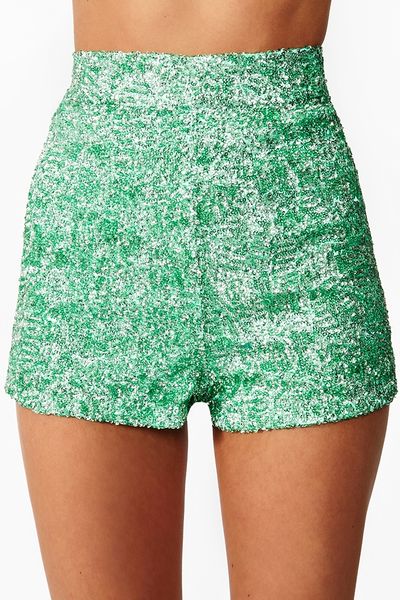Nasty Gal Liz Sequin Shorts in Green (mint) | Lyst