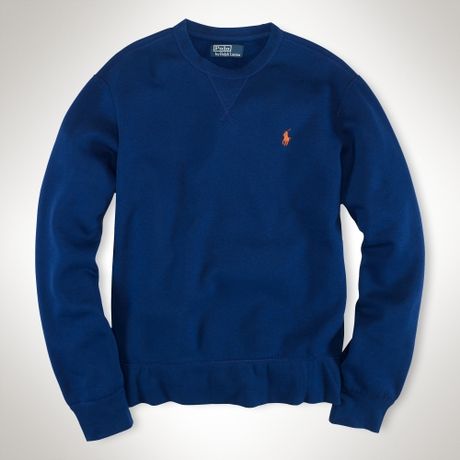 Polo Ralph Lauren Solid Crewneck Sweatshirt in Blue for Men (freshwater ...