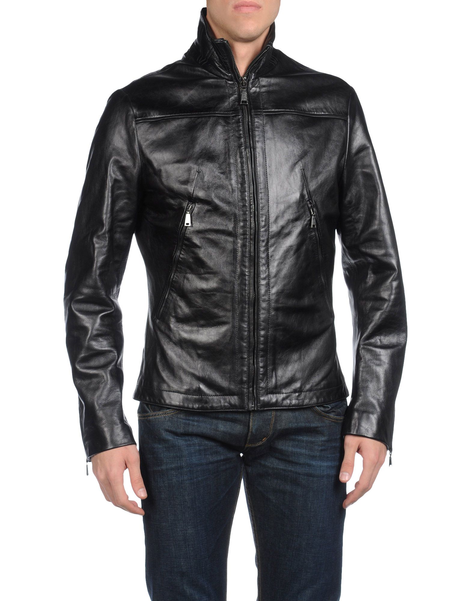 Versace Jeans Couture Leather Jacket in Black for Men | Lyst