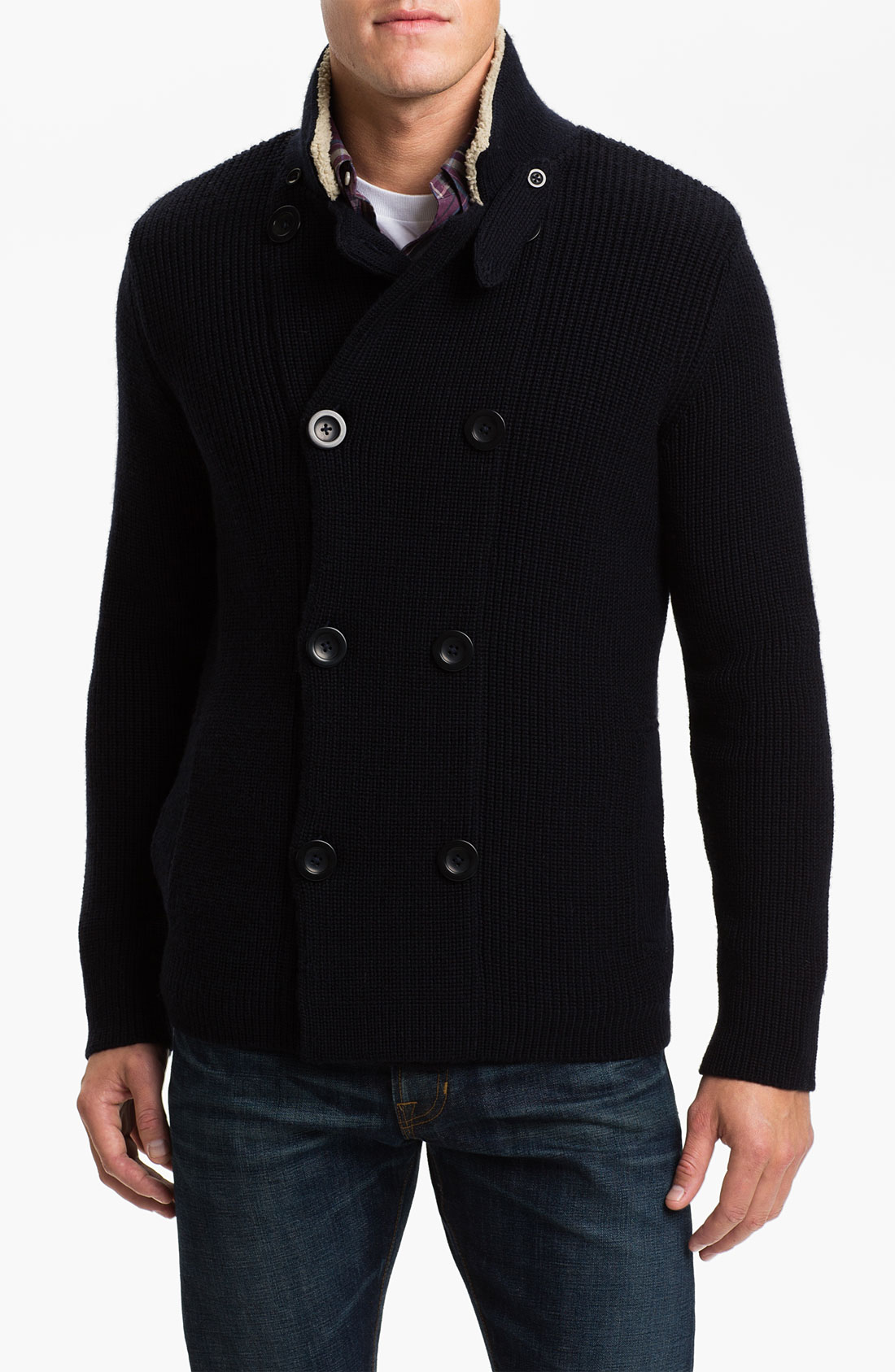 Vince Double Breasted Wool Sweater in Blue for Men (midnight) | Lyst
