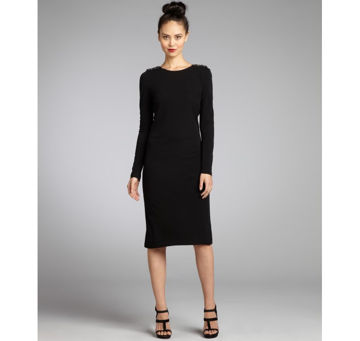 Lyst Badgley Mischka Black Stretch Long Sleeve Dress In Gallery