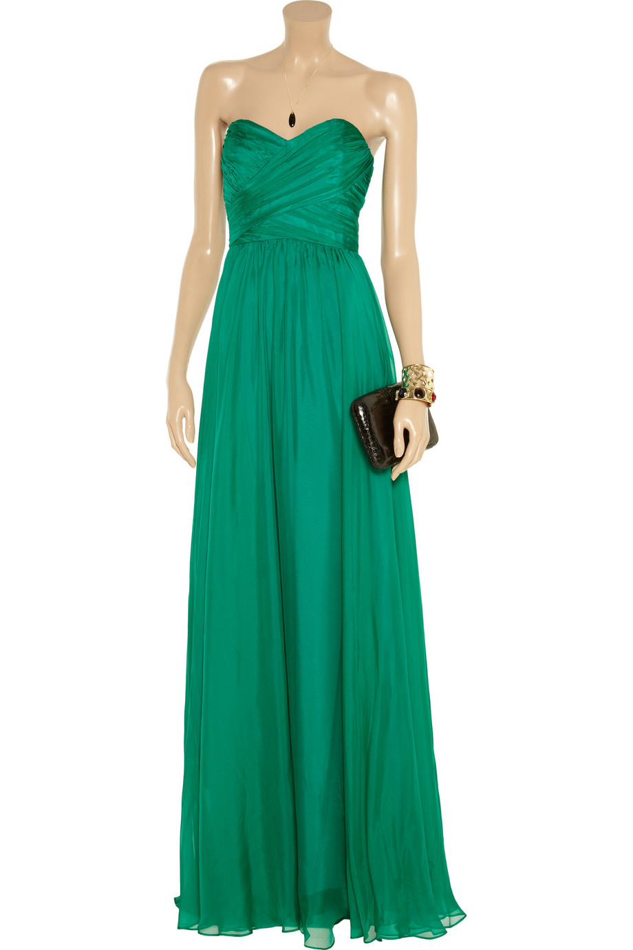 Badgley mischka Strapless Silk Wrapeffect Gown in Green | Lyst