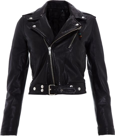 Blk Dnm Black Cropped Leather Jacket 1 in Black | Lyst
