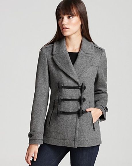 Burberry Brit Whittlesly Wool Toggle Coat in Gray (mid grey melange) | Lyst