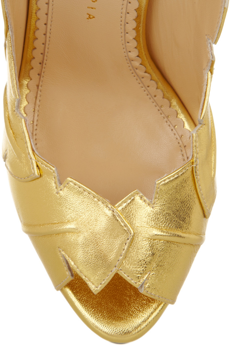 Charlotte Olympia Leaf Me Alone Metallic Leather Sandals