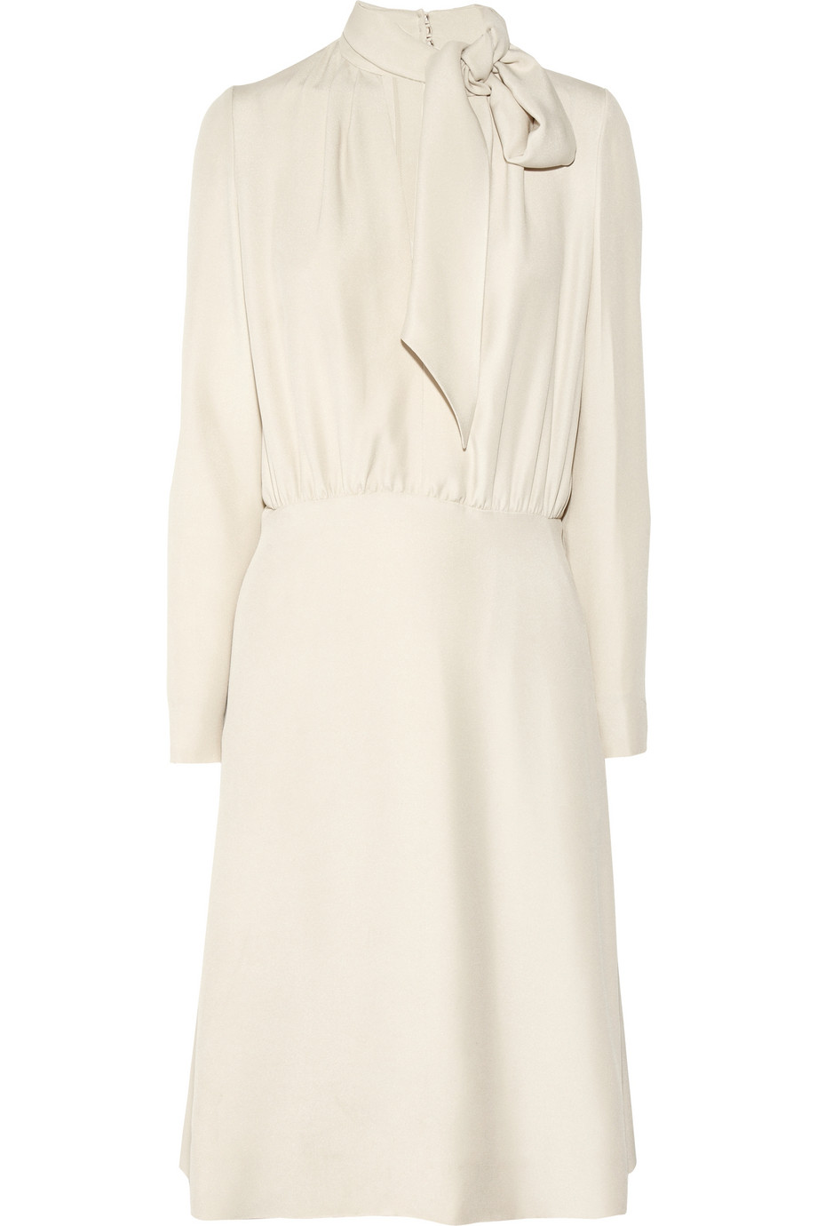 Lyst - Chloé Pussy-Bow Crepe Dress in White