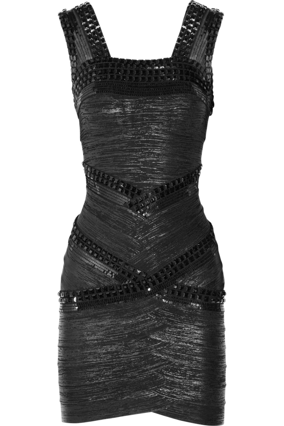 Hervé léger Embellished Bandage Dress in Black | Lyst