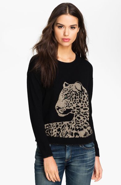 Juicy Couture Leopard Graphic Sweater in Black (black/ gold) | Lyst