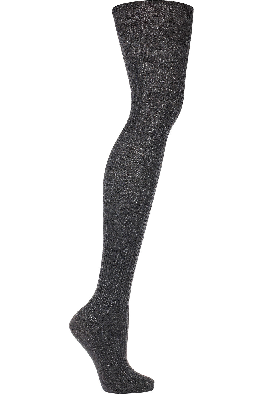Lyst - Miu miu Metallic Ribbed Wool-blend Socks in Gray