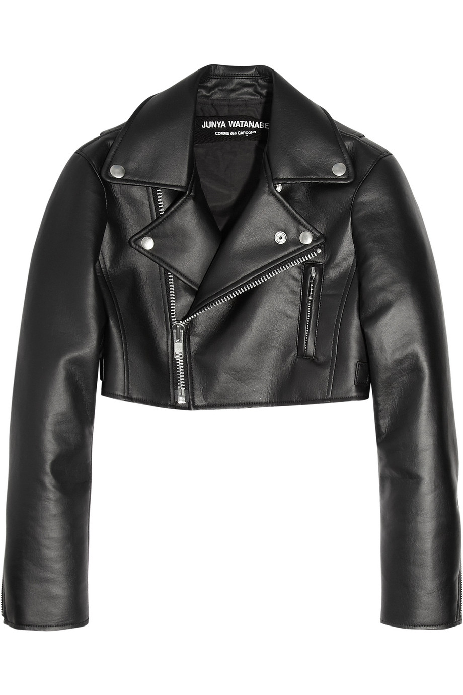 Lyst - Junya watanabe Cropped Faux Leather Biker Jacket in Black