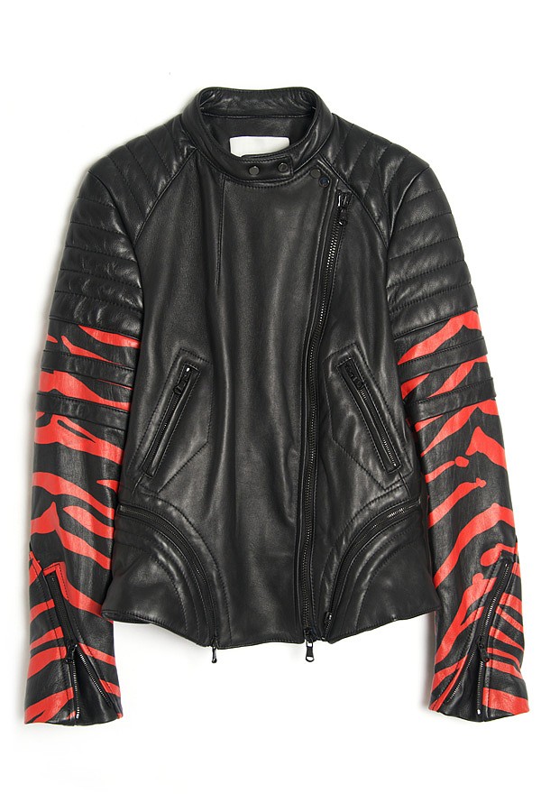 Lyst 3.1 phillip lim Tiger Print Leather Jacket in Red