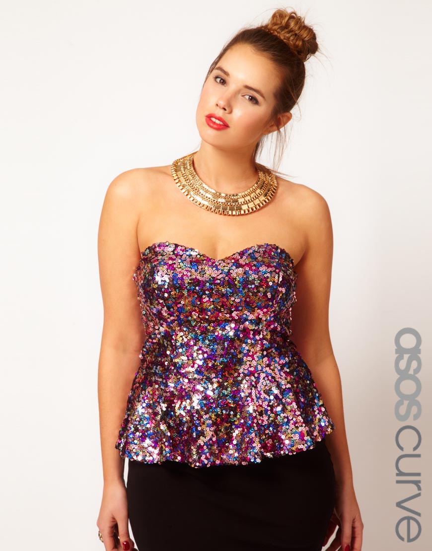 Asos Peplum Top In Multi Sequin Lyst 0586