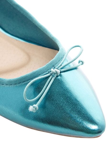 turquoise ballet flats with ribbon