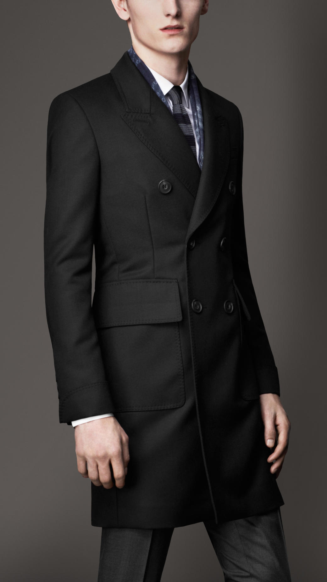 Burberry Tailored Wool Top Coat in Black for Men | Lyst