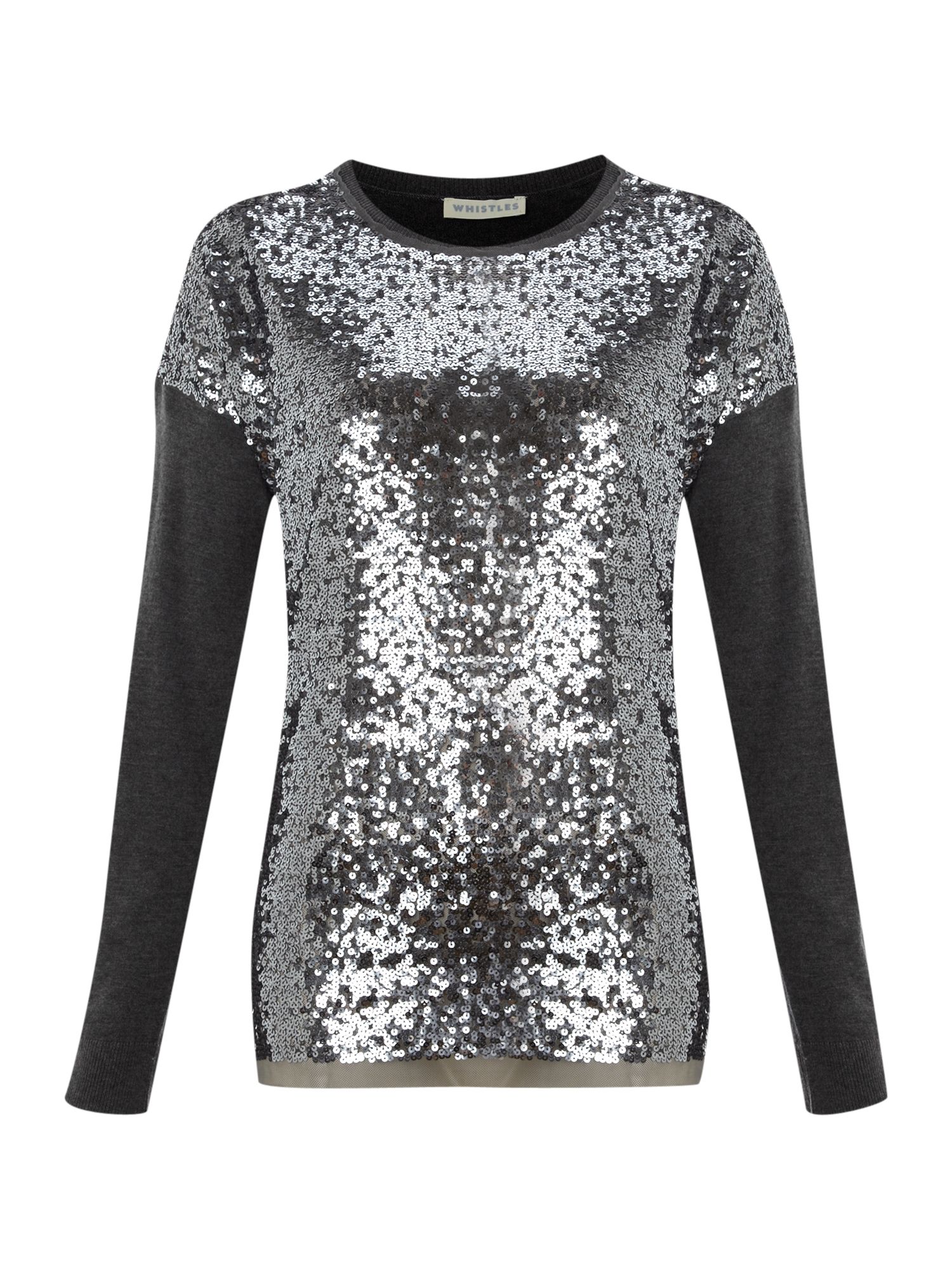 Whistles Jackie Sequin Sweater in Gray (grey) | Lyst