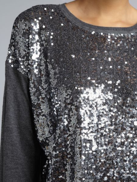 Whistles Jackie Sequin Sweater in Gray (grey) | Lyst