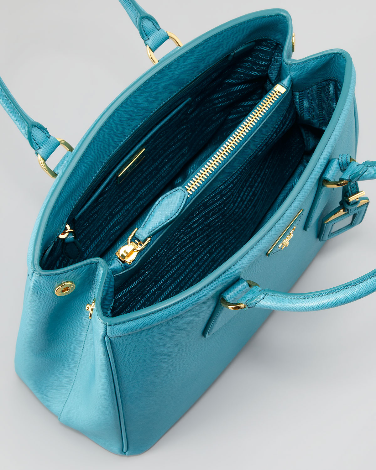 Prada Parabole Saffiano Luxe Tote Bag in Blue (turchese blue)) | Lyst