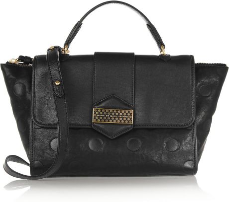 Marc By Marc Jacobs Flipping Dots Embossed Leather Tote in Black | Lyst