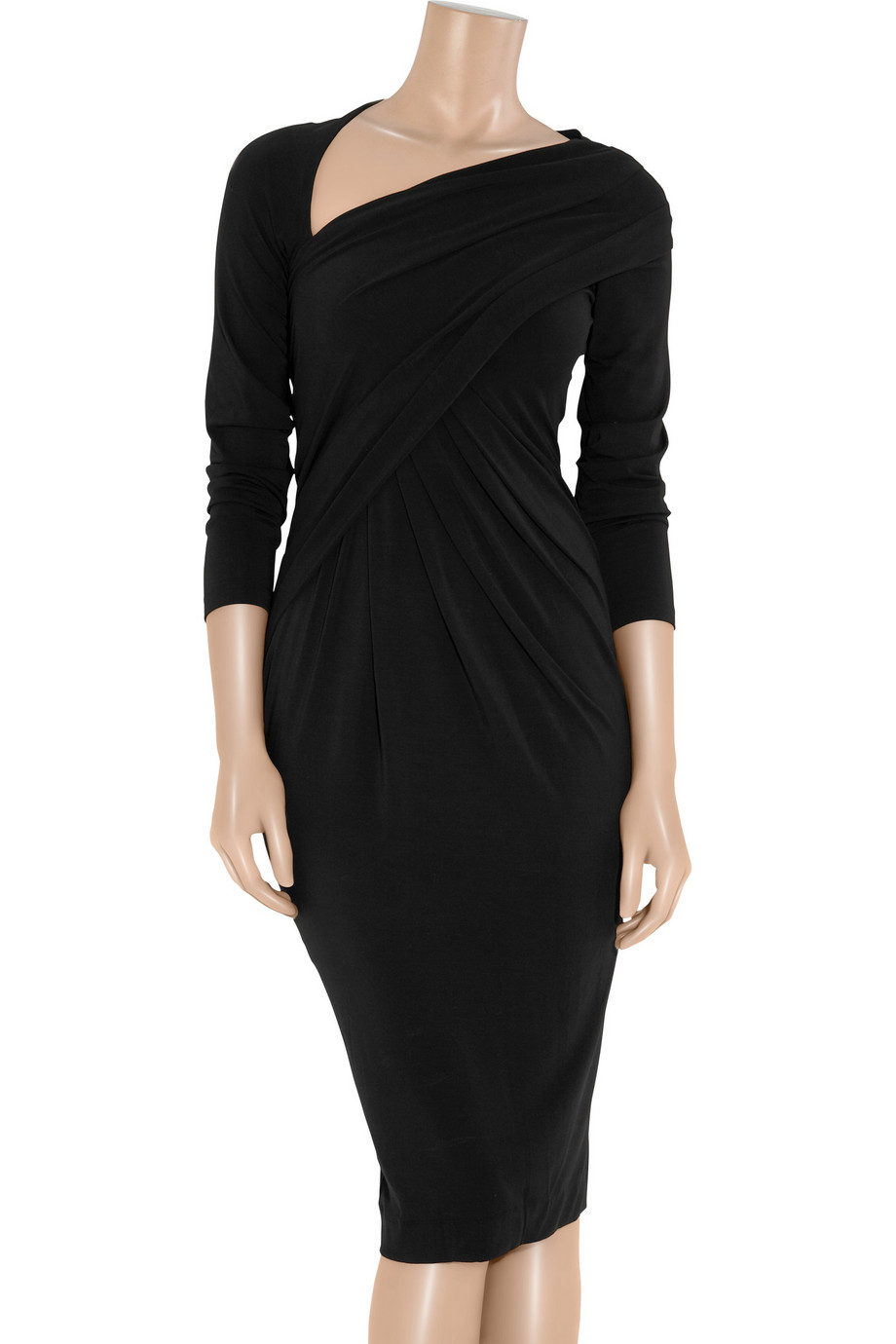 Donna karan Draped Stretch-jersey Dress in Black | Lyst