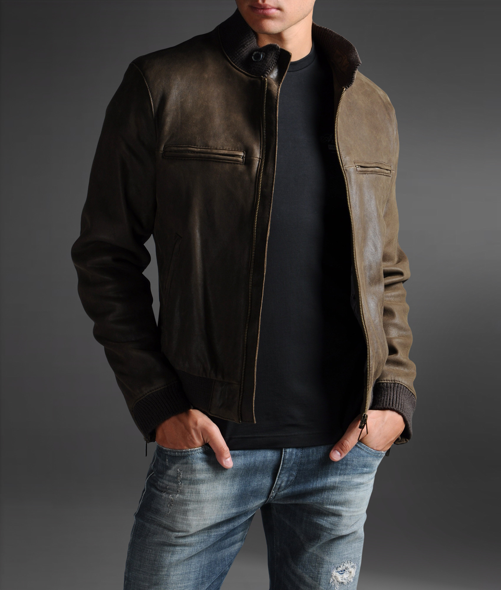 Armani Jacket For Men Armani Jeans Leather Jacket In Brown For Men Lyst