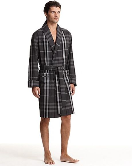 Burberry Beat Check Robe in Gray for Men (dark charcoal) | Lyst