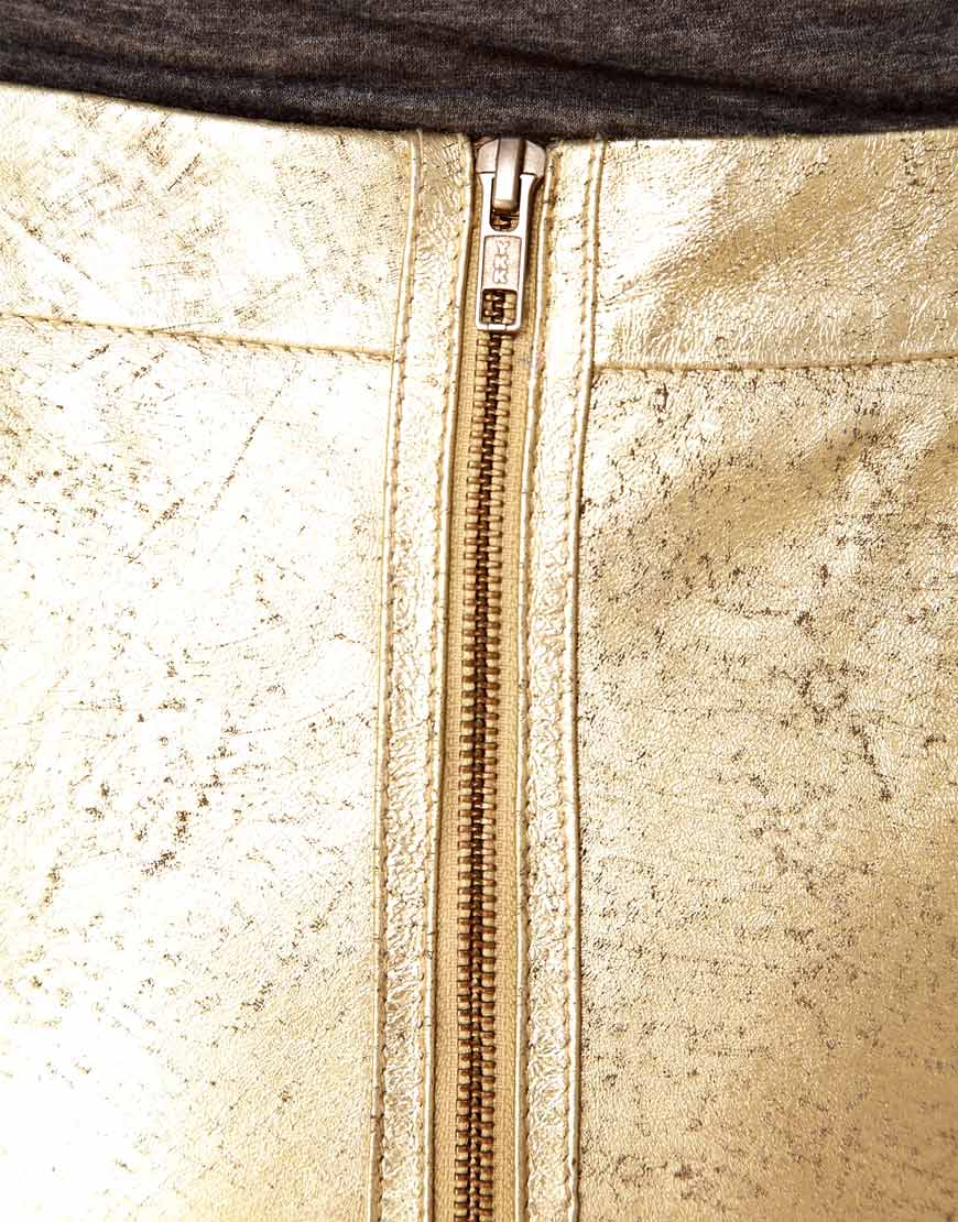 Lyst Ganni Leather Mini Skirt In Gold In Metallic 
