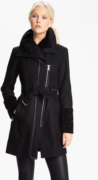 Guess Asymmetrical Zip Coat with Faux Fur Trim Online Exclusive in ...
