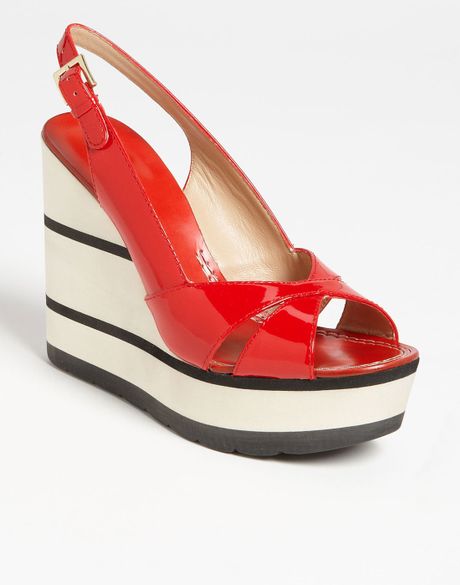 Kate Spade Damara Sport Sandal in White (red patent) | Lyst