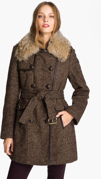 Kors By Michael Kors Michael Michael Kors Belted Tweed Coat with ...