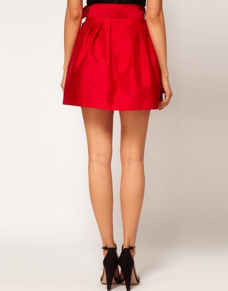 Asos Collection Skater Skirt with Bow in Red | Lyst