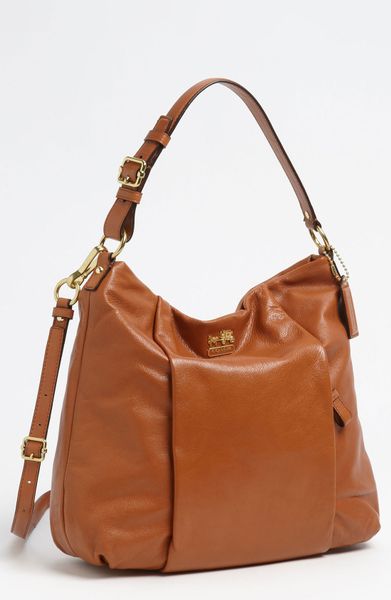 Coach New Madison Isabelle Leather Shoulder Bag in Brown (cognac) | Lyst