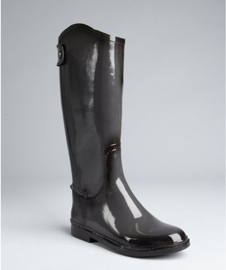 Dav Gunmetal Rubber Equestrian Style Rain Boots in Silver (gunmetal) | Lyst