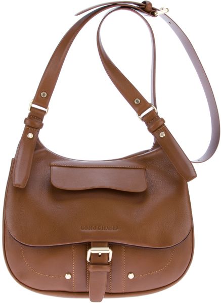 Longchamp Leather Shoulder Bag in Brown | Lyst