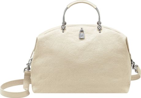 Mulberry Hetty Grainyprint Patent Clipper Bag in White | Lyst