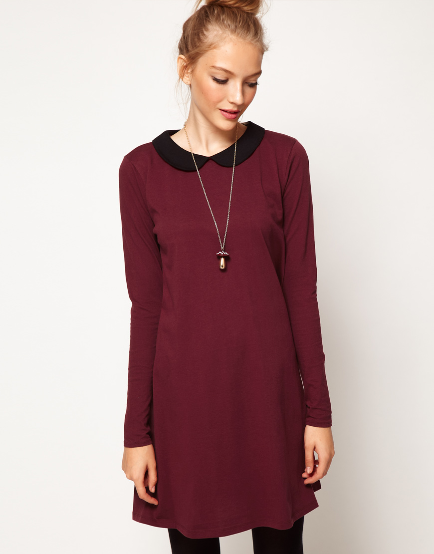 Lyst - Asos Collection Asos Swing Dress with Peter Pan Collar and Long ...