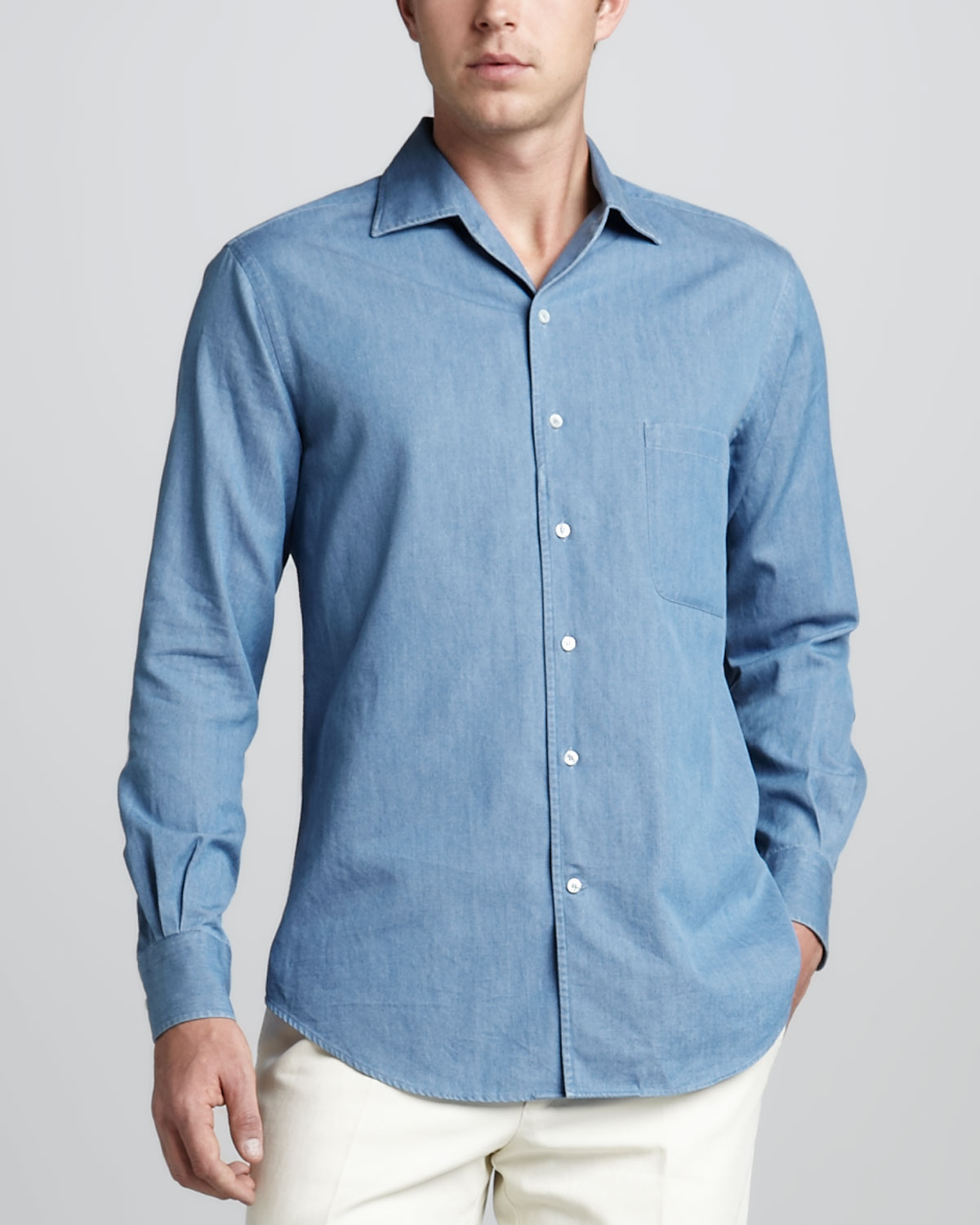 Lyst - Loro Piana Andre Chambray Shirt in Blue for Men