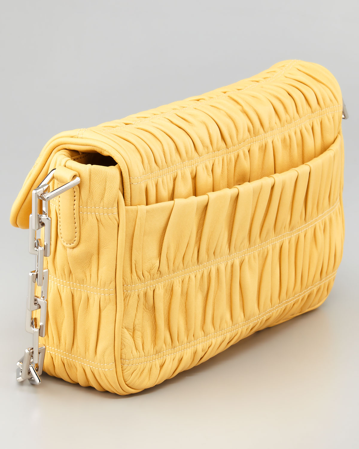 Prada Napa Gaufre Chain Shoulder Bag in Yellow | Lyst  