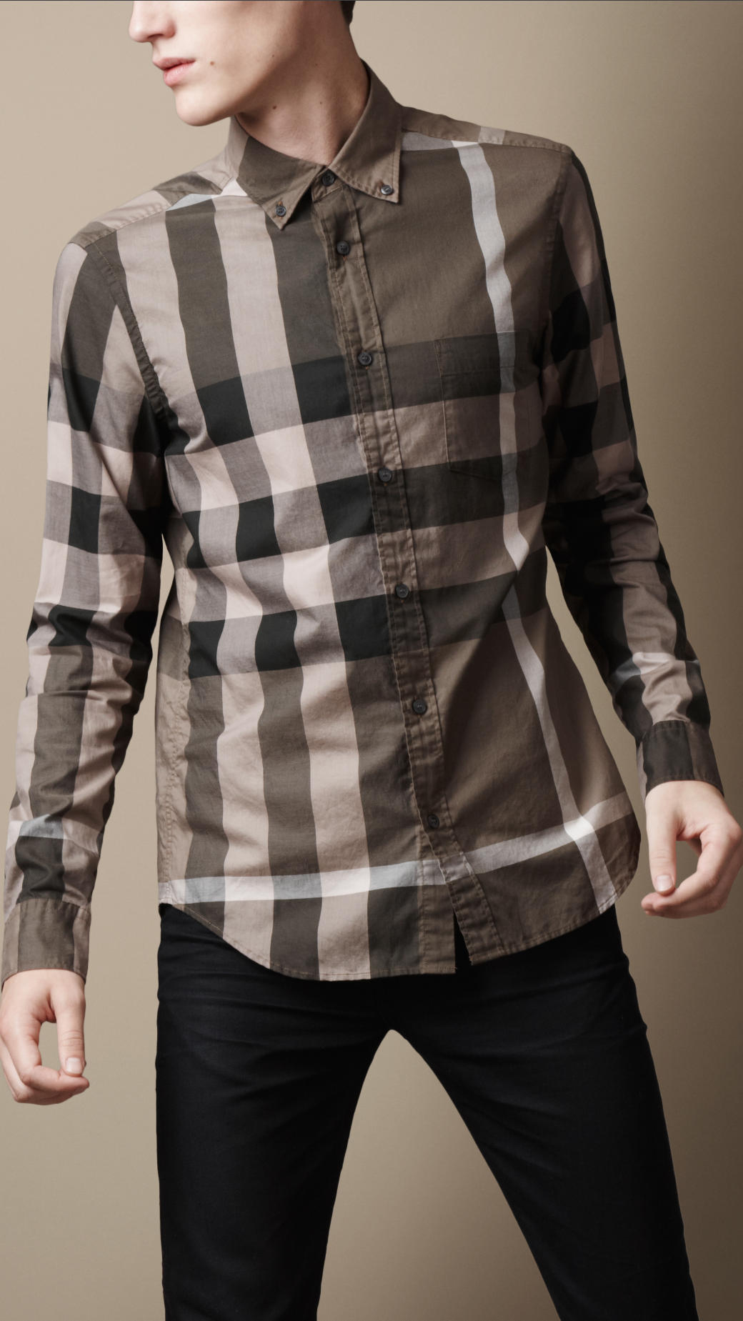 Lyst - Burberry Giant Exploded Check Cotton Shirt in Brown for Men