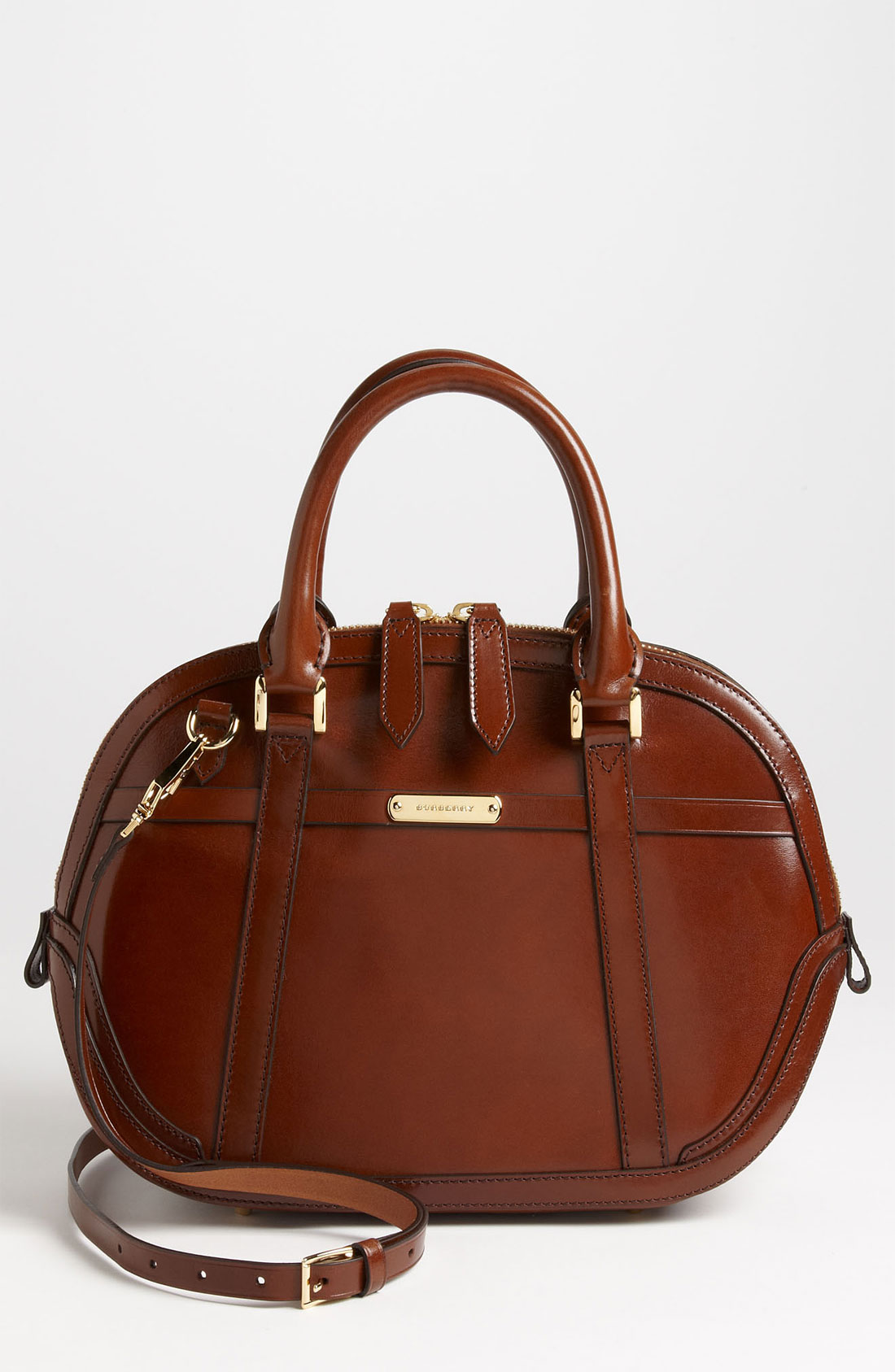 Burberry Glazed Leather Bowling Bag in Brown (dark tan) | Lyst