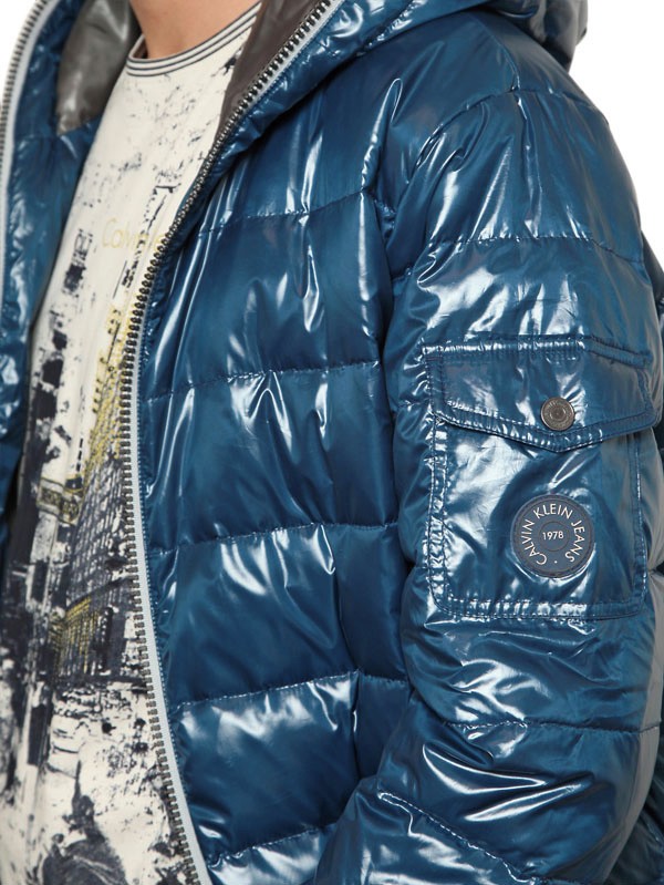 Calvin Klein Shiny Down Jacket in Blue for Men - Lyst