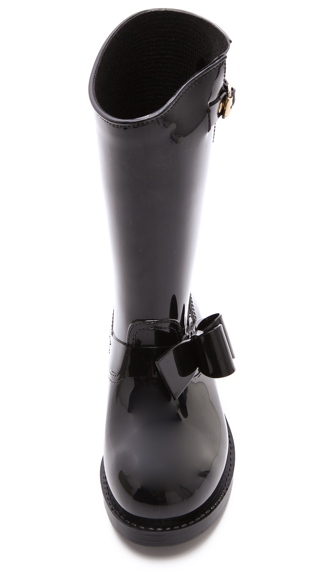 Lyst Red Valentino Bow Moto Rain Boots in Black