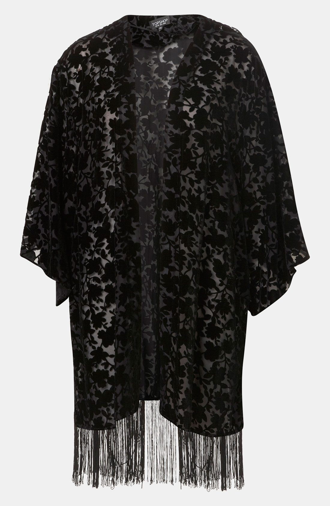 Topshop Devore Velvet Kimono in Floral (black) | Lyst