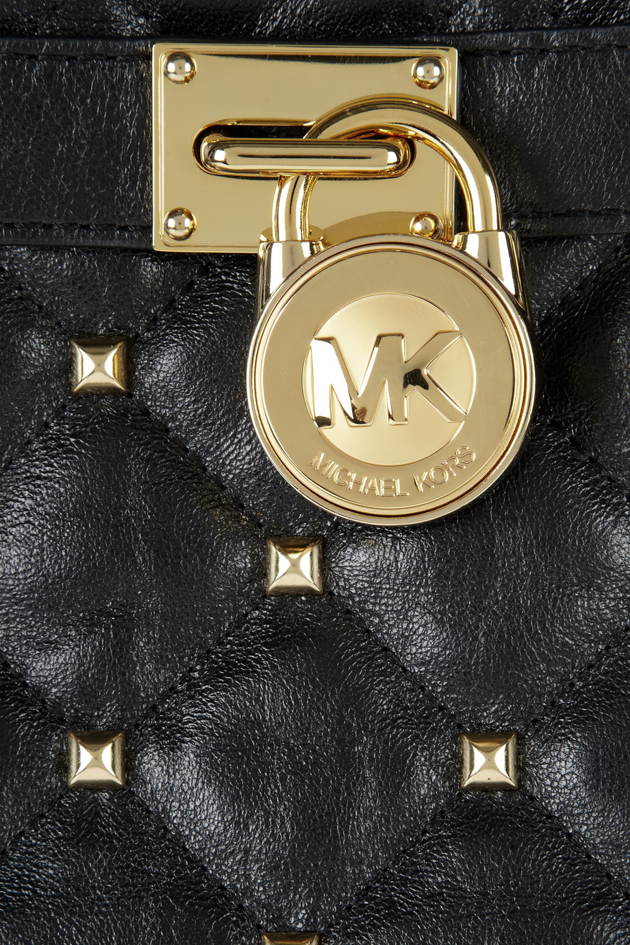 Lyst - Michael Michael Kors Hamilton Studded Quilted Leather Tote in Black