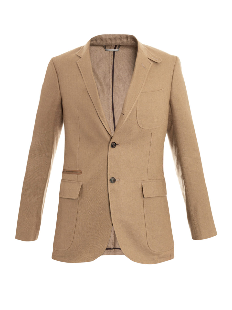 Zegna Linen Silk Patch Pocket Blazer in Beige for Men (camel) | Lyst