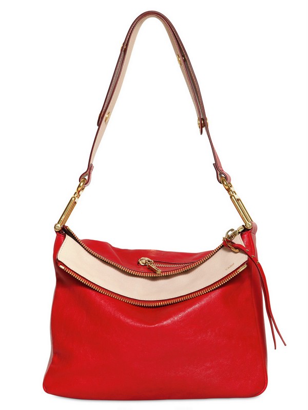 Chlo Small Vanessa Shiny Soft Leather Bag in Red (berry) | Lyst