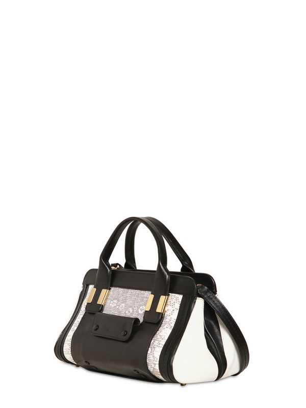 Chlo Mini Alice Lizard Print Shoulder Bag in White | Lyst