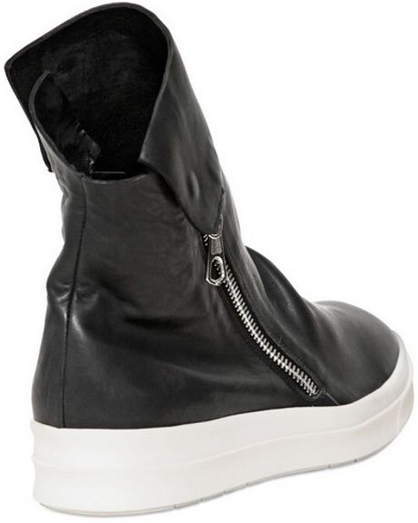 Cinzia Araia Zip Up Leather High Sneakers in Black for Men | Lyst