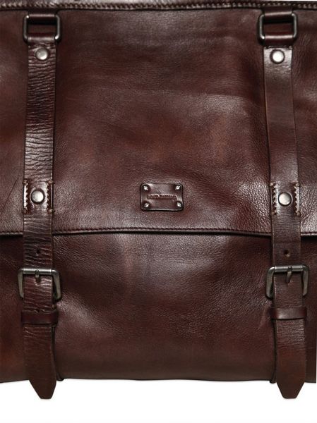 Dolce & Gabbana Washed Leather Large Shoulder Bag in Brown for Men | Lyst